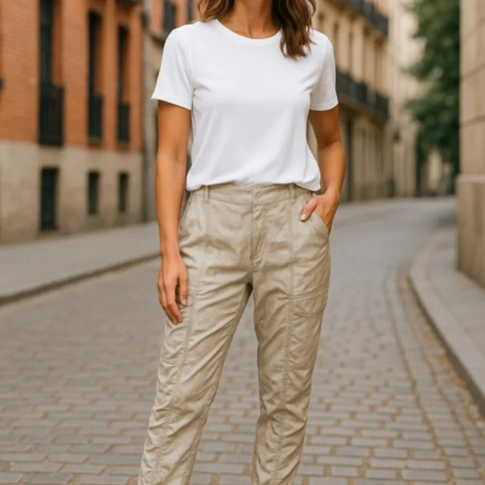 Anthropologie Pants Beige  Boho High Rise Mitra Relaxed Ankle Women 6 NEW - Picture 3 of 11